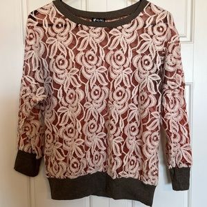 Rose print sheer top